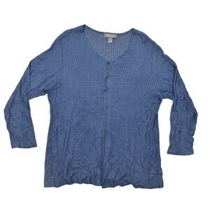 Lane Bryant Blue Cardigan Plus Size 22/24 Acetate 3 Button Front Knit Long